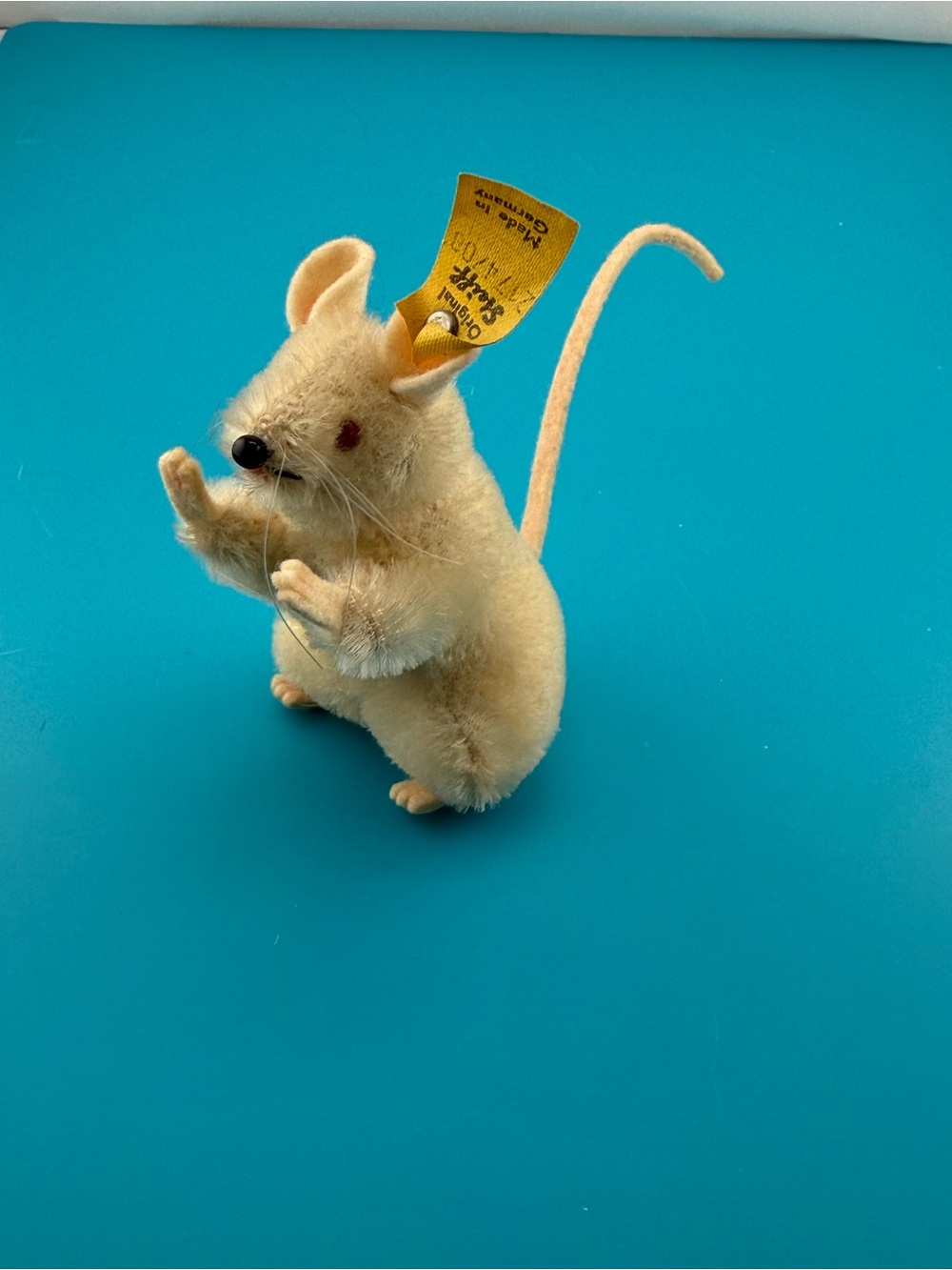 Steiff Cream Plush Mouse with Tail - Collectible Soft Toy